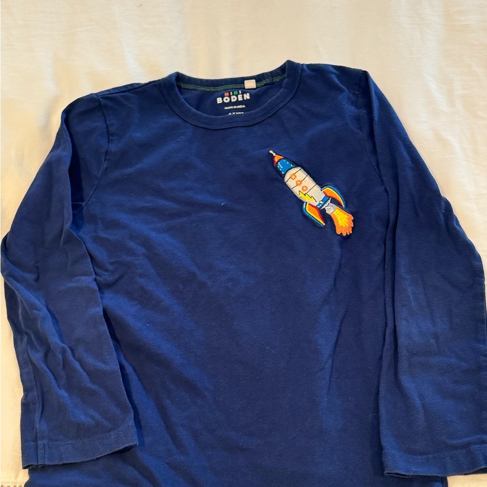 Mini Boden Navy Rocket Long Sleeve Tee
